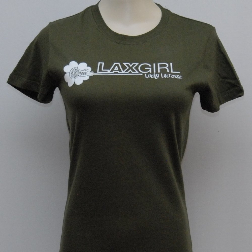 Lucky Lacrosse Lax Girl Girl's Fitted Tee - Green | Sizes M & L